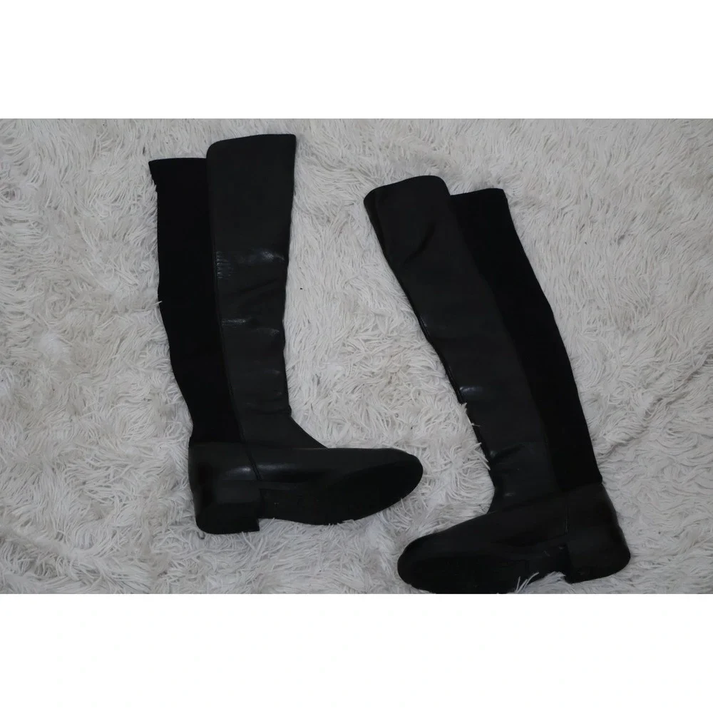 Blondo Boots Size 6.5 Black‎ Leather Over the Knee Leather Fabric Waterproof